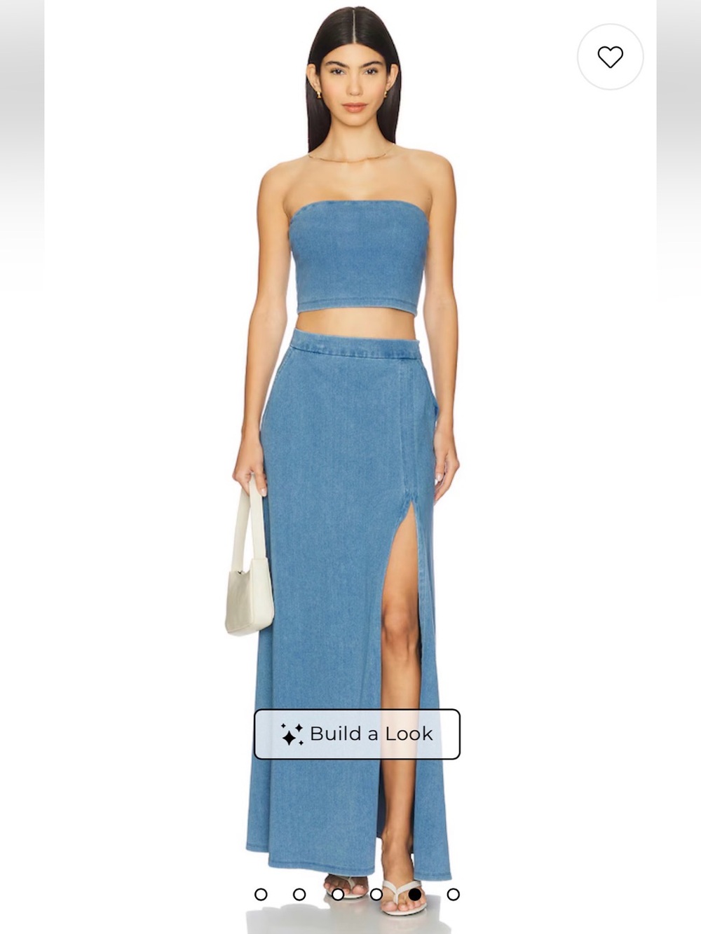 NWT Susana Monaco Blue Denim Maxi Skirt with High Side Slit